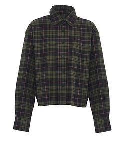 Closed Cropped Flannel Shirt