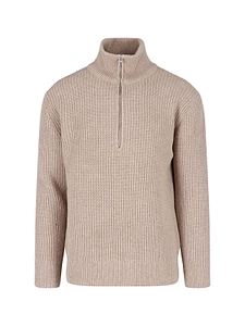 Closed Half Zip Mock Neck Knitted Jumper