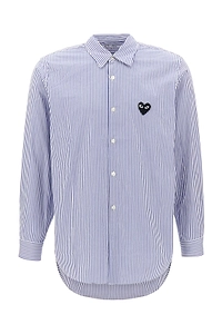 Comme Des GarÇOns Play Heart Patch Striped Shirt