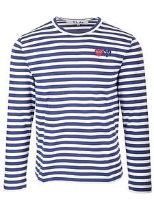 Comme Des GarÇOns Play Heart-Patch Striped Jersey T-Shirt