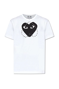 Comme Des GarÇOns Play Heart Printed Studded T-Shirt