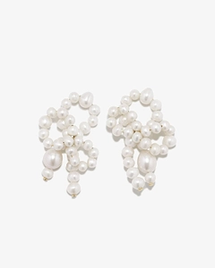 Pearl Cluster Bow Earrings