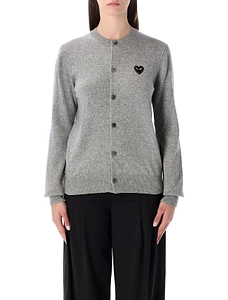 Comme Des GarÇOns Play Logo Patch Crewneck Cardigan