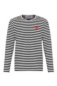 Comme Des GarÇOns Play Logo Patch Stripe Long Sleeve T-Shirt