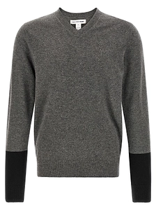 Comme Des GarÇOns Shirt Color-Block V-Neck Knitted Sweater