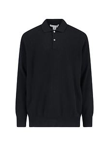 Long-Sleeved Knitted Polo Shirt