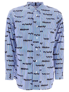 Comme Des GarÇOns Shirt Pinstriped Curved Hem Shirt