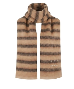 Logo Embroidered Striped Scarf