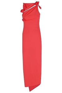 Flower-Detailed Sleeveless Midi Dress