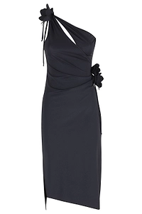Coperni One-Shoulder Flower Midi Dress