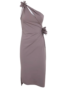 Coperni One-Shoulder Flower Midi Gown Dress