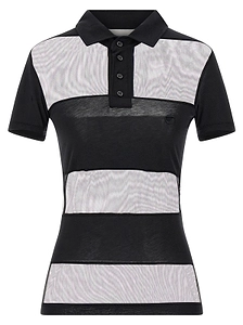 Coperni Short-Sleeved Striped Sheer Polo Top