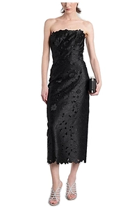 Astelle Perforated Detailed Strapless Midi Dress