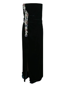 Brisha Embellished Velvet Ruched Gown