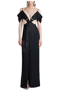 Calina Deep V-Neck Midi Dress