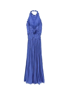 Costarellos Draped Rhinestone Gown