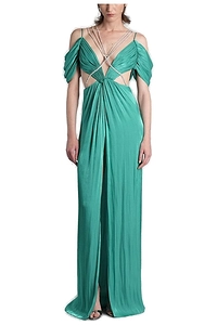 Costarellos Calina Deep V-Neck Midi Dress