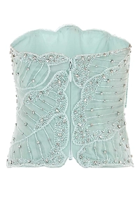Costarellos Fiori Embellished Bustier Top