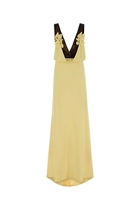 Janessa Floral-Trim Gown Dress