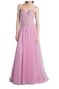 Costarellos Vivienne Embellished French Tulle Strapless Ball Gown