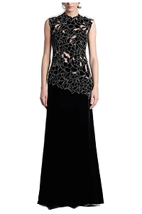 Serisa Floral Cut Lace Velvet Gown