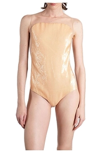 CourrÈGes Illusion Sequins Sunshiel Bodysuit