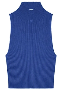 CourrÈGes Mock-Neck Cropped Ribbed Tank Top