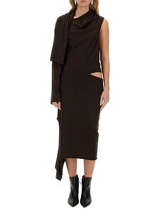 CourrÈGes Off-Shoulder Cut-Out Midi Dress