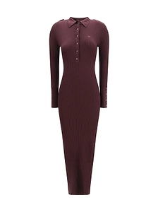 CourrÈGes Rib Knit Polo Long Dress