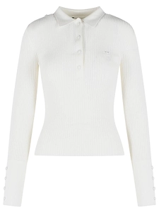 CourrÈGes Ribbed Knit Polo Top