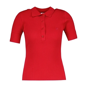 CourrÈGes Rib-Knit Logo Embroidered Polo Shirt