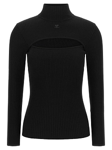 CourrÈGes Ribbed Cut-Out Knitted Sweater