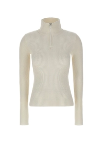 CourrÈGes Ribbed Half Zip Knitted Sweater