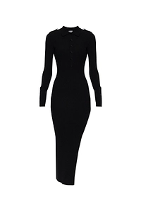 CourrÈGes Long-Sleeved Side-Slit Knitted Dress
