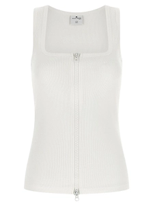 CourrÈGes Ribbed Zip-Front Tank Top