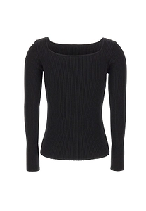 CourrÈGes Ribbed Square-Neck Knitted Sweater