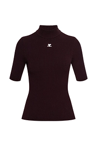 CourrÈGes Ribbed Turtleneck Knitted Top