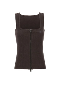 CourrÈGes Ribbed Zip Tank Top
