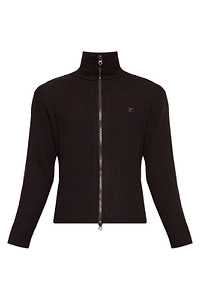 CourrÈGes Ribbed Zip-Up Cardigan