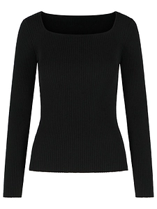 CourrÈGes Square Neck Rib Knit Sweater