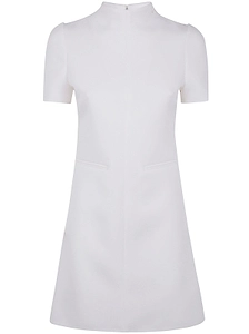CourrÈGes Twill A-Line Mock-Neck Mini Dress
