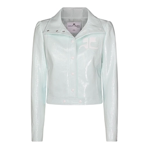 CourrÈGes Vinyl Collared Button-Up Jacket