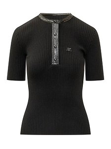 CourrÈGes Vinyl And Knit Polo Shirt
