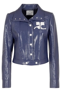 CourrÈGes Vinyl Collared Button-Up Jacket