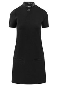 CourrÈGes A-Line Short Sleeved Mini Dress With Vinyl Collar