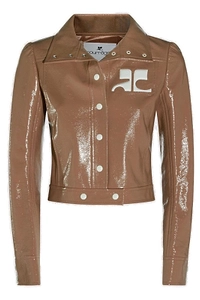 CourrÈGes Vinyl Collared Button-Up Jacket