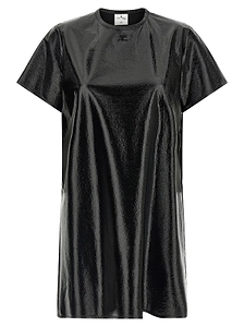 CourrÈGes Vinyl-Effect Logo Patch Mini Dress