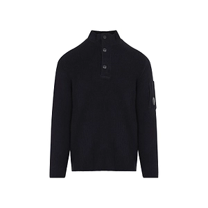 Ribbed Half Button Knitted Sweater