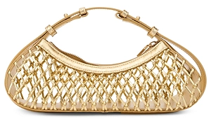Cult Gaia Curved Woven Handle Clutch Bag