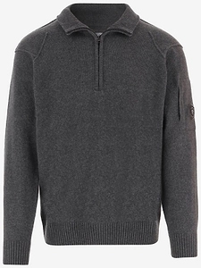 C.P. Company Zip Neck Sleeve Pocket Knitted Sweater